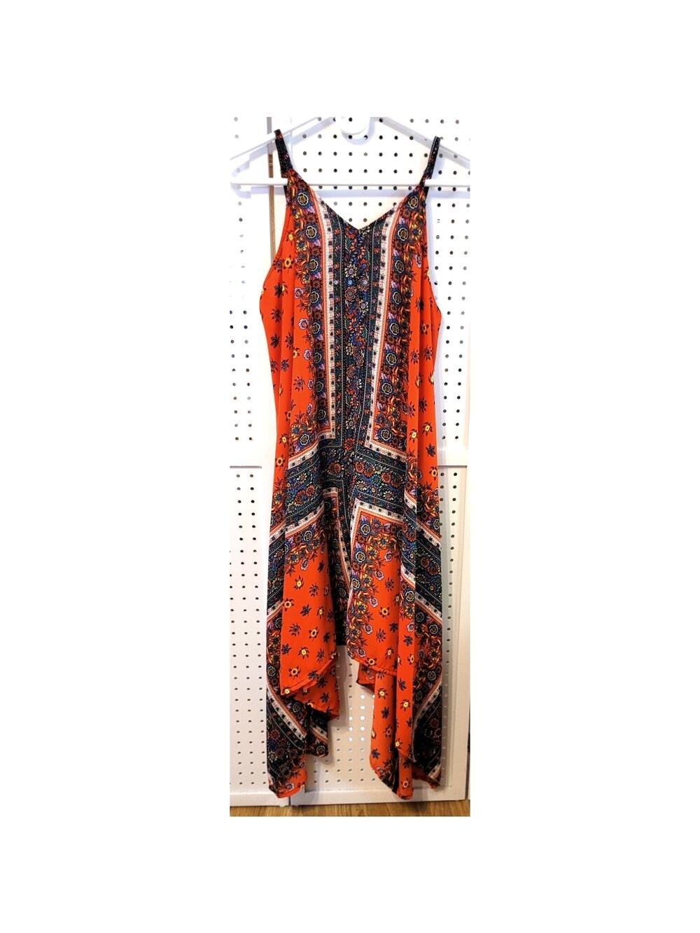 Nanette Lepore Asymmetrical Maxi Dress Sz 6 Red Blue Sleeveless Spaghetti Straps